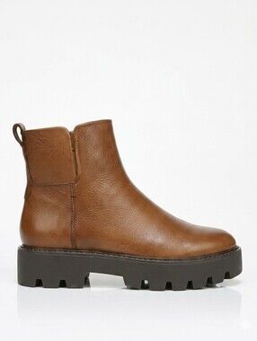 FRANCO SARTO Billie Leather Platform Lug Sole Chelsea Boots in Brown Boho Sz 9.5
